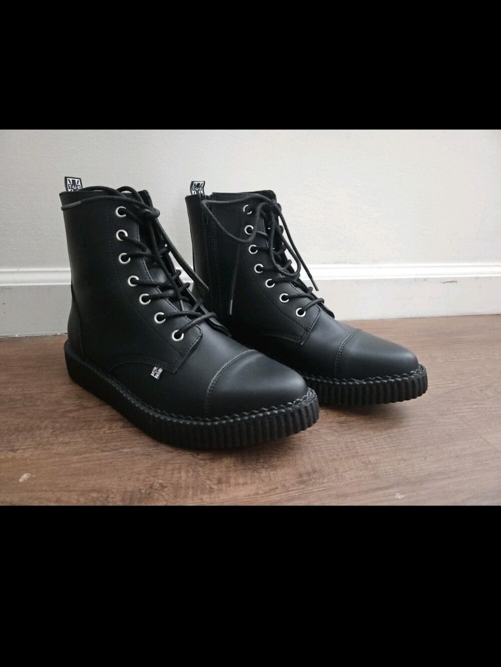 T.U.K Lace-Up Combat Boots in Black, Size 8